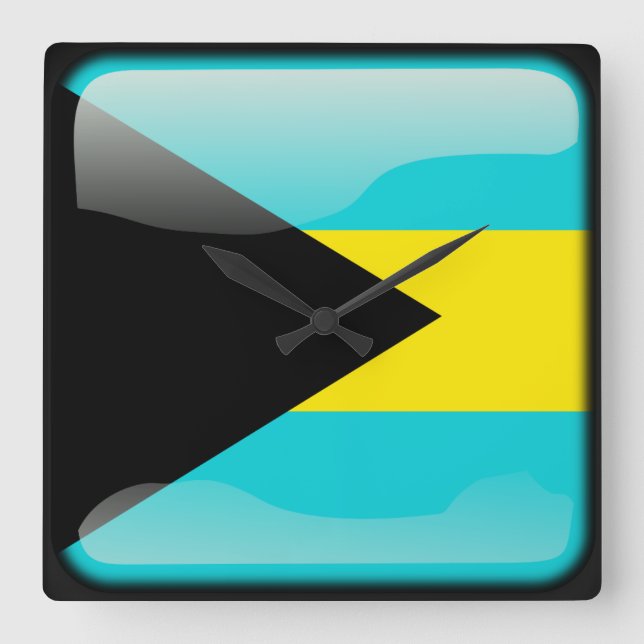 Flagga Bahamas Fyrkantig Klocka (Framsida)