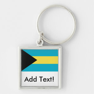 Flagga Bahamas Fyrkantig Silverfärgad Nyckelring