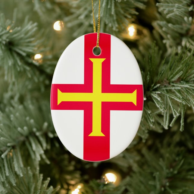 Flagga Bailiwick of Guernsey, (UK) Julgransprydnad Keramik (Träd)