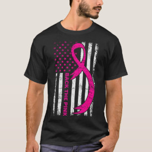 Flagga Bakåt Rosa Breast Cancer Awareness Ribbon T Shirt
