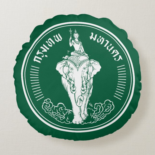 Flagga Bangkok, Thailand Round Pillow Rund Kudde (Framsidan)