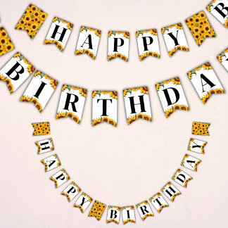 Flagga Banner för solblommor Grattis på födelsedag