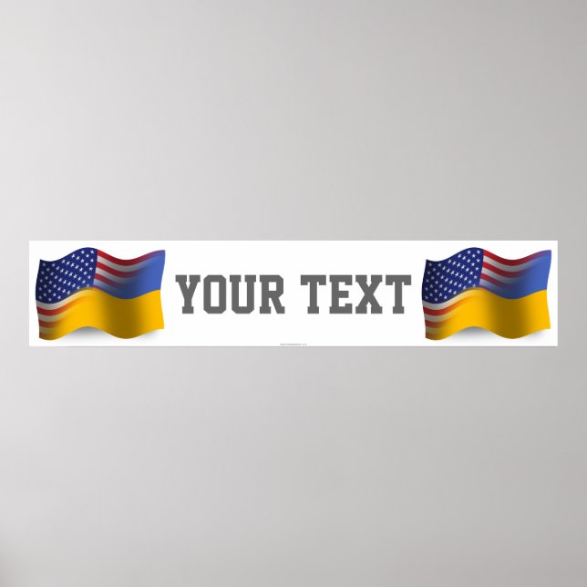 Flagga Banner för ukrainsk-amerikansk våning Poster (Framsidan)