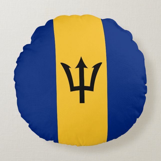 Flagga Barbados Rund Kudde (Framsidan)