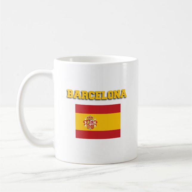 Flagga Barcelona Spanien Kaffemugg (Vänster)