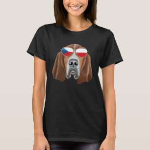 Flagga Basset Hound Hund Tjeckien Pocket T Shirt