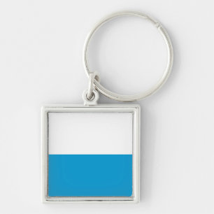 Flagga Bavaria Keychain Fyrkantig Silverfärgad Nyckelring