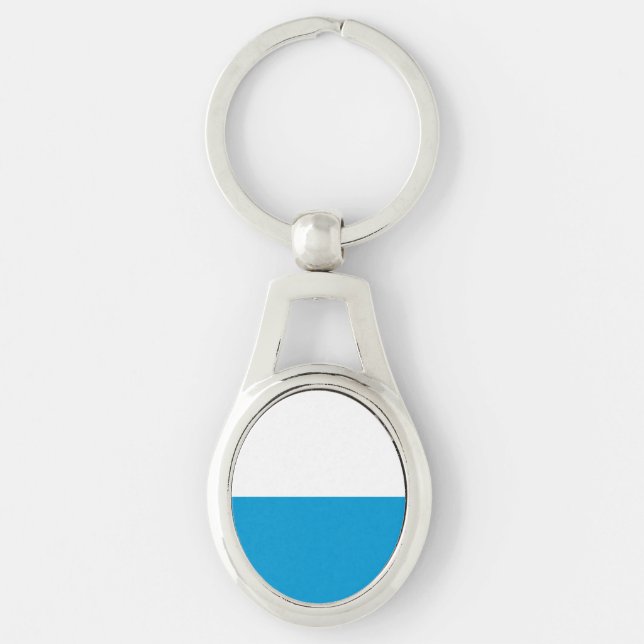 Flagga Bavaria Keychain Ovalt Silverfärgad Nyckelring (Framsidan)