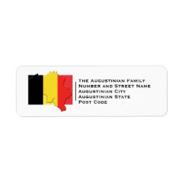 FLAGGA BELGIEN | Belgiska Karta-konturen Adress Returadress Etikett