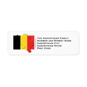 FLAGGA BELGIEN Belgiska Karta-konturen Adress Returadress Etikett