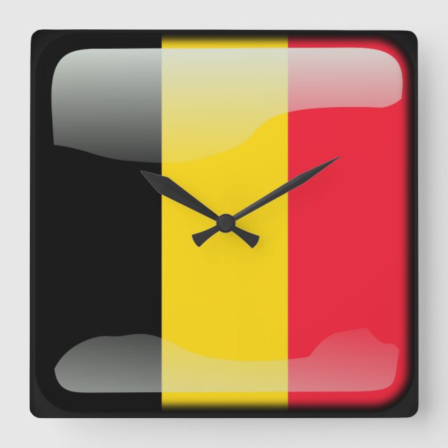 Flagga Belgien Fyrkantig Klocka (Framsida)
