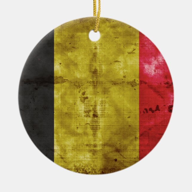 Flagga Belgien Julgransprydnad Keramik (Framsidan)