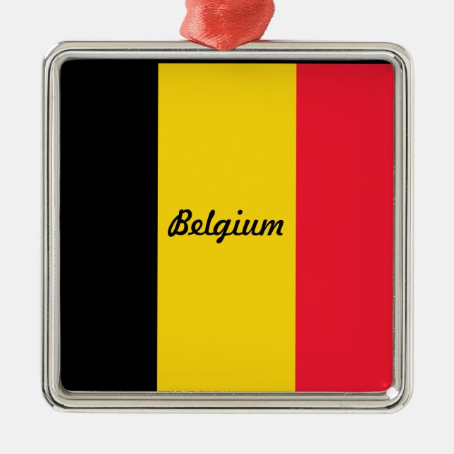 Flagga Belgien Julgransprydnad Metall (Framsidan)