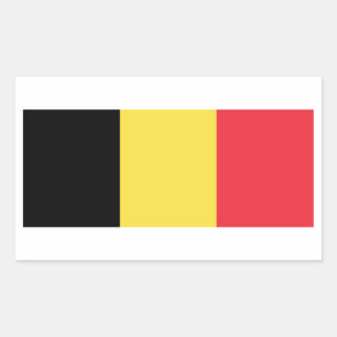 Flagga Belgien Rektangulärt Klistermärke
