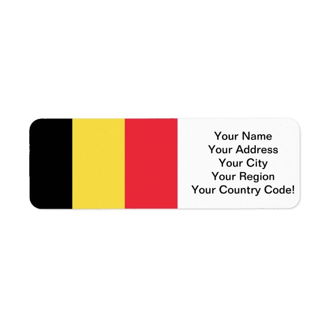 Flagga Belgien Returadress Etikett (Framsidan)