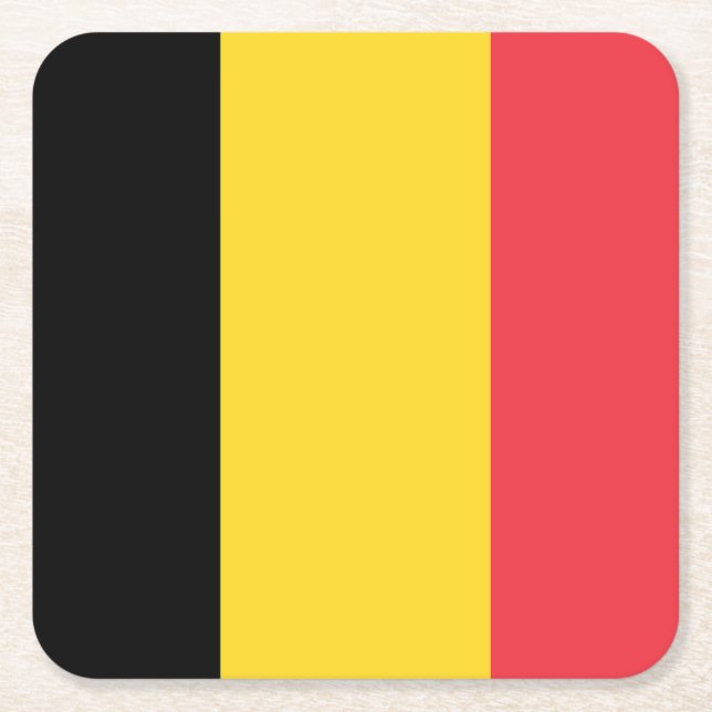 Flagga Belgien Underlägg Papper Kvadrat (Framsidan)