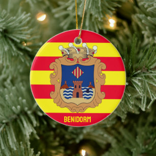 Flagga Benidorm - Comunidad Valenciana (ESP) Julgransprydnad Keramik