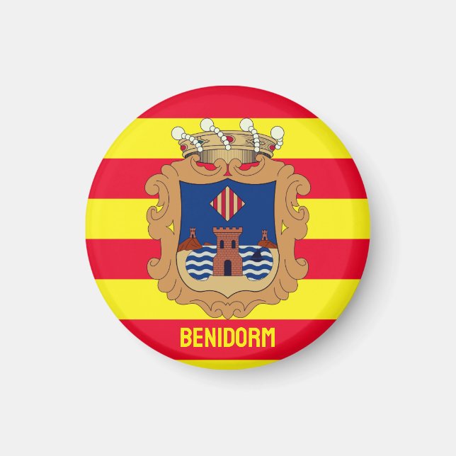 Flagga Benidorm - Comunidad Valenciana (ESP) Magnet (Framsidan)