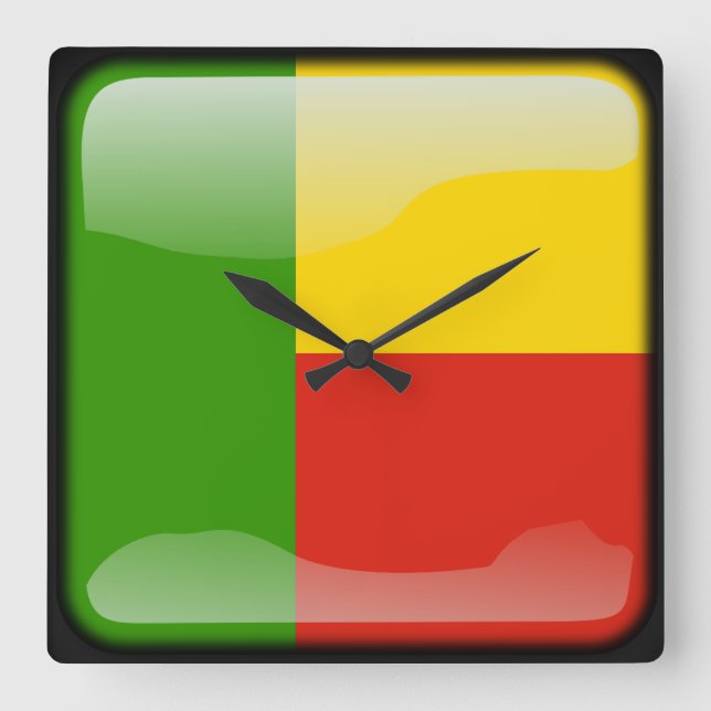 Flagga Benin Fyrkantig Klocka (Framsida)
