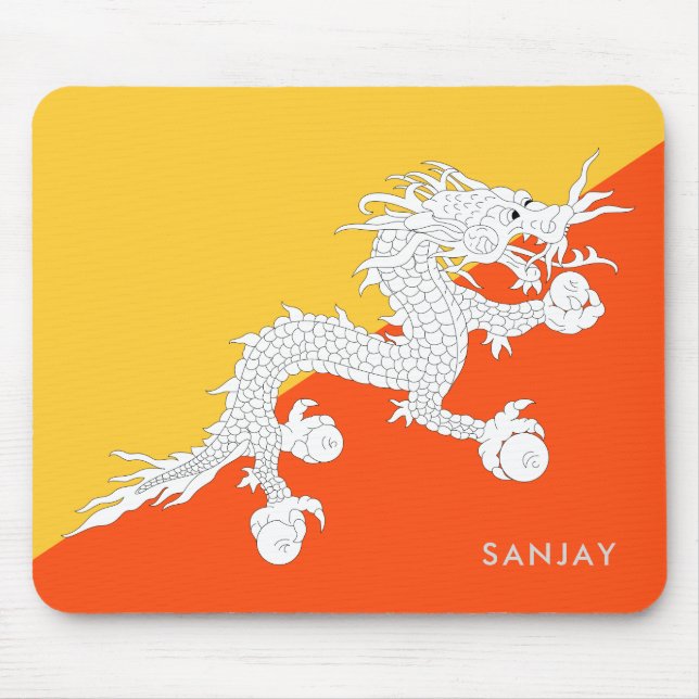 Flagga Bhutan med ditt namn Musmatta (Framsidan)