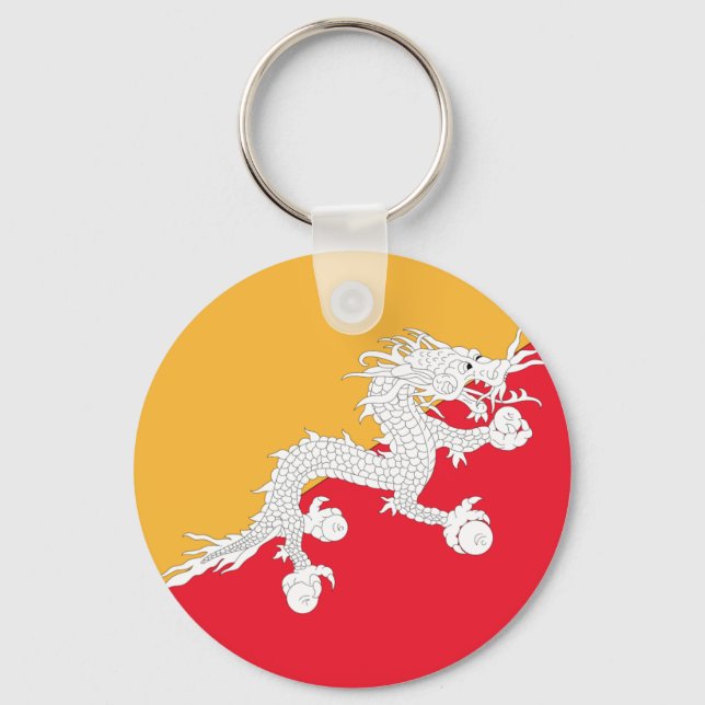 Flagga Bhutan Nyckelring (Framsida)