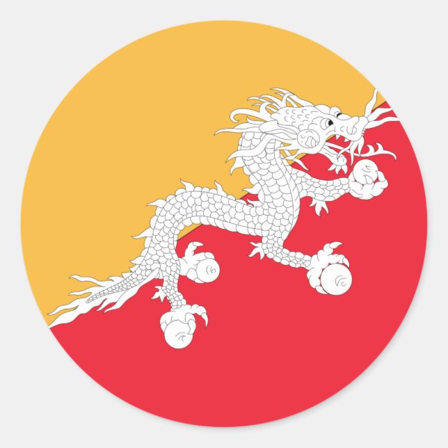 Flagga Bhutan Runt Klistermärke (Framsida)