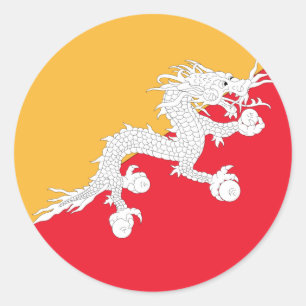 Flagga Bhutan Runt Klistermärke