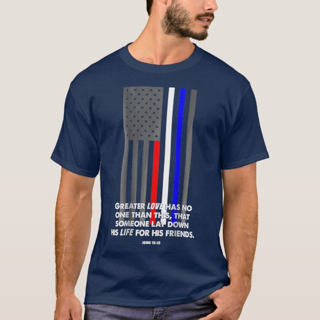 Flagga Bible Verse första svararen för polisvåld E T Shirt (Framsida)