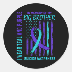 Flagga Big Brother Ck, Lila Suicide Awareness Runt Klistermärke