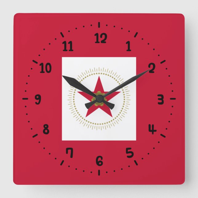 Flagga Birmingham, Alabama Square Wall Clock Fyrkantig Klocka (Framsida)