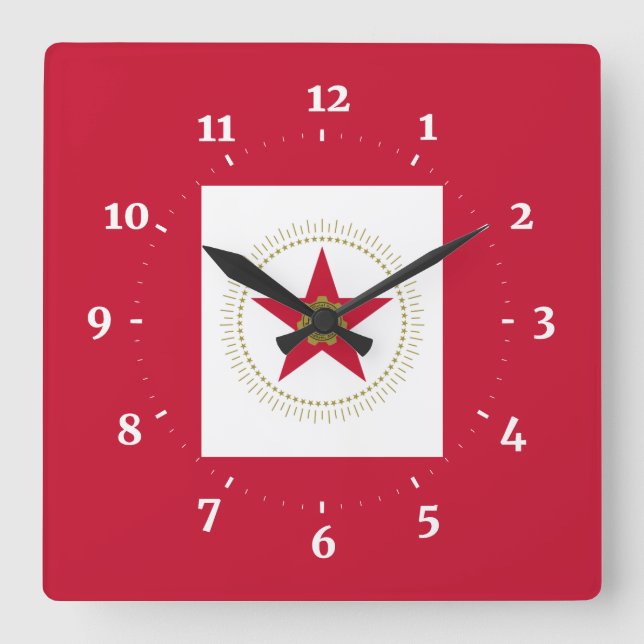 Flagga Birmingham, Alabama Square Wall Clock Fyrkantig Klocka (Framsida)
