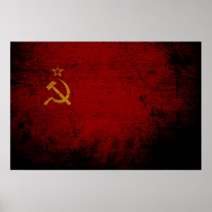 Flagga Black Grunge Sovjetunionen Poster