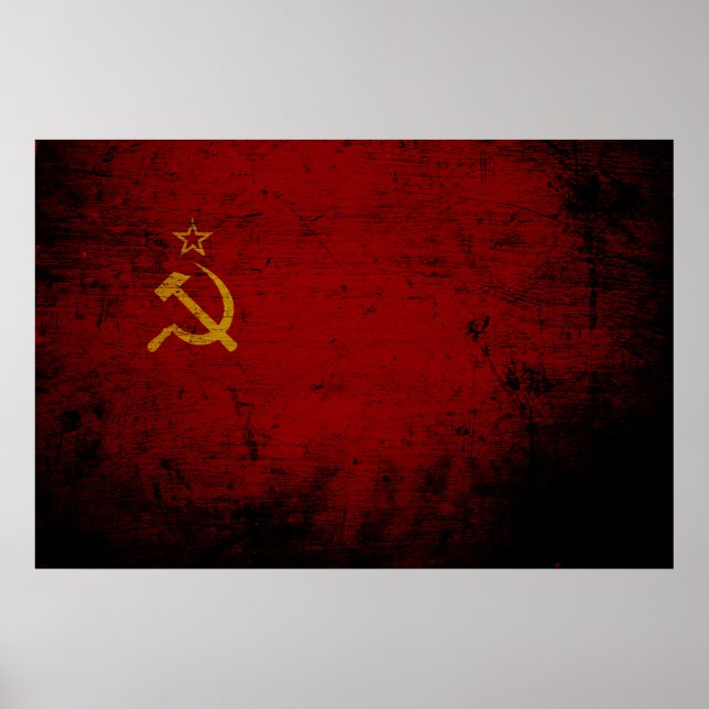 Flagga Black Grunge Sovjetunionen Poster (Framsidan)