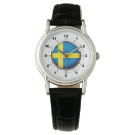 Flagga Black Leather Watch för kvinnor i Sverige Armbandsur