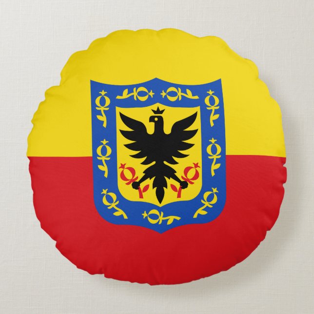 Flagga Bogota, Colombia Round Pillow Rund Kudde (Framsidan)