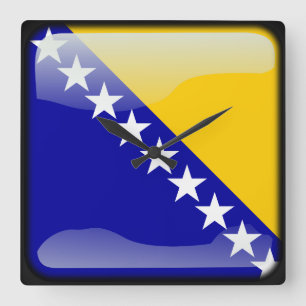 Flagga Bosnien och Hercegovina Fyrkantig Klocka