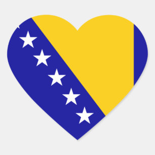 Flagga Bosnien och Hercegovina Hjärtformat Klistermärke