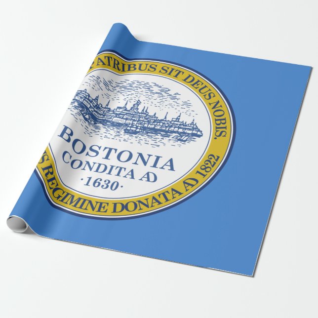 Flagga Boston (Massachusetts) Presentpapper (Utrullad)