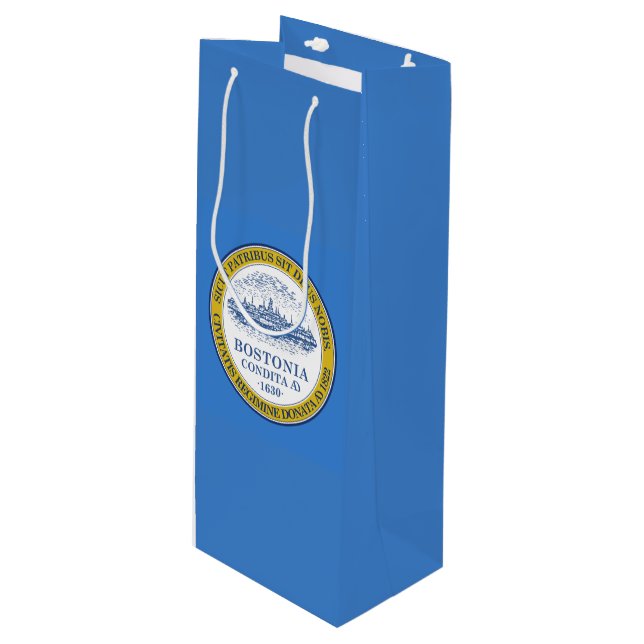 Flagga Boston, Massachusetts Vin Gift Bag (Framsidan Vinklad)