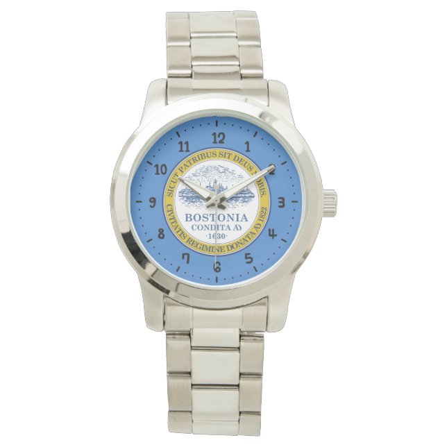 Flagga Boston, Massachusetts Wristwatch Armbandsur (Framsida)