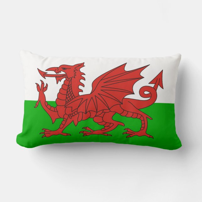 flagga brittiska welsh för wales landdrake lumbarkudde (Framsida)