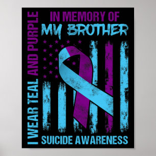 Flagga Brother för medvetenhet om Lila Ribbon Suic Poster