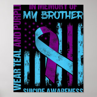 Flagga Brother för medvetenhet om Lila Ribbon Suic Poster