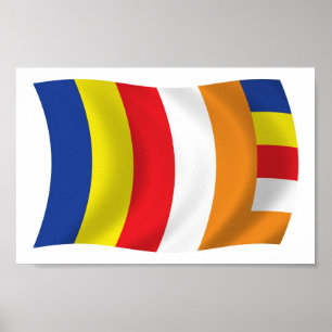 Flagga Buddhist Religion Poster Skriv ut
