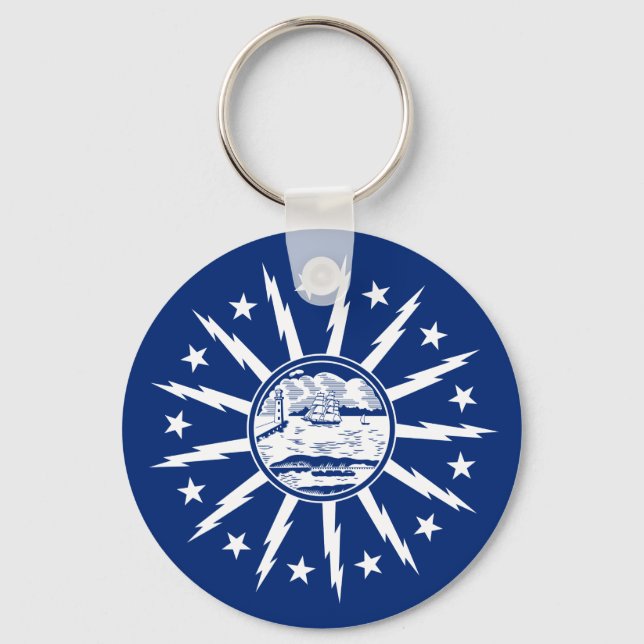Flagga Buffalo, New York Keychain Nyckelring (Framsida)