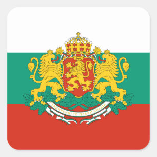Flagga Bulgarien Tricolor White Grönt Red Fyrkantigt Klistermärke