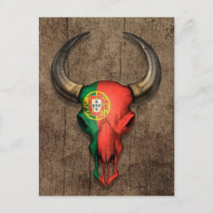 Flagga Bull Skull på Wood Effect Vykort