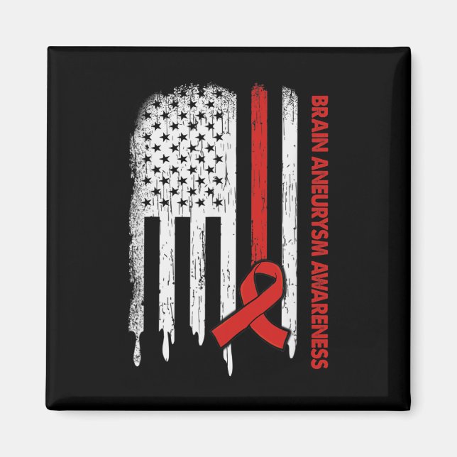 Flagga Burgundy Ribbon Brain Aneurysm Awareness Magnet (Framsidan)