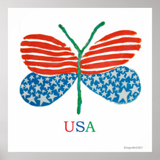 Flagga Butterfly poster