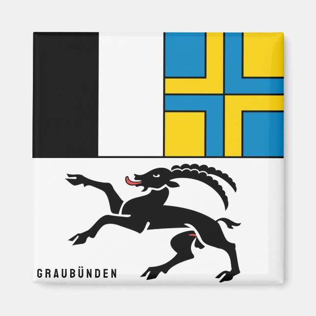 Flagga Canton Graubünden, Schweiz Magnet (Framsidan)